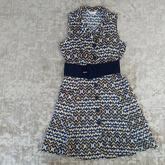 Mlle Gabrielle Collared Button Up Dress PL Navy White Mustard Yellow - Picture 1 of 16